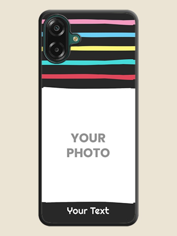 Custom Multicolor Lines with Image On Space Black Custom Soft Matte Mobile Back Cover - Samsung Galaxy F70e 5G - alternate view