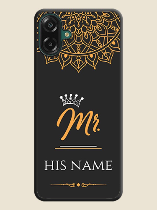 Custom Mr Name with Floral Design On Space Black Custom Soft Matte Mobile Back Cover - Samsung Galaxy F70e 5G - alternate view