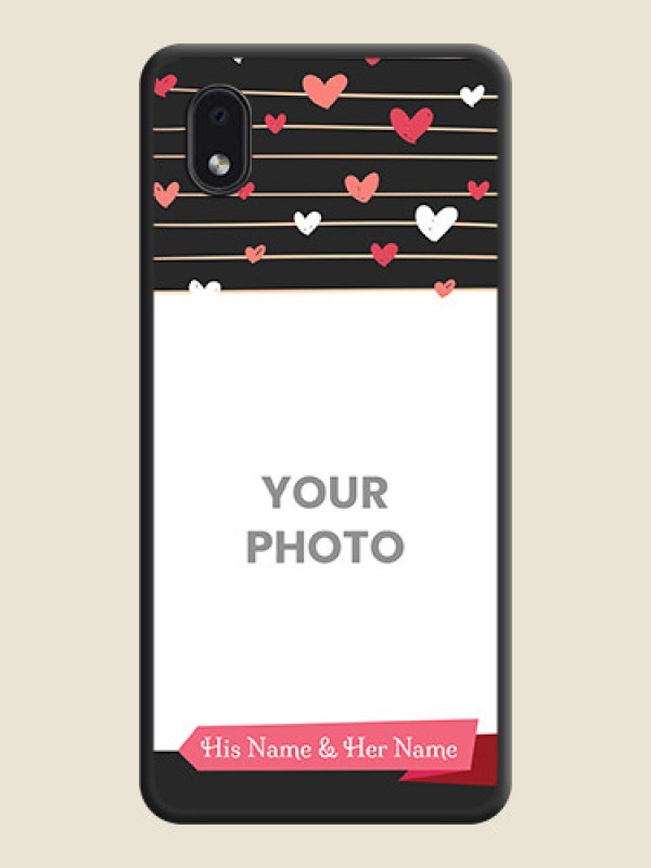 Custom Love Pattern with Name on Pink Ribbon  on Photo on Space Black Soft Matte Back Cover - Galaxy M01 Core - alternate view
