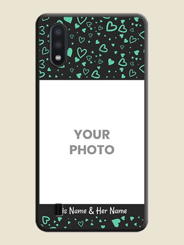 Custom Sea Green Indefinite Love Pattern on Photo on Space Black Soft Matte Mobile Cover - Galaxy M01 - alternate view