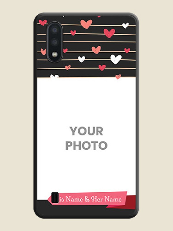Custom Love Pattern with Name on Pink Ribbon  on Photo on Space Black Soft Matte Back Cover - Galaxy M01 - alternate view