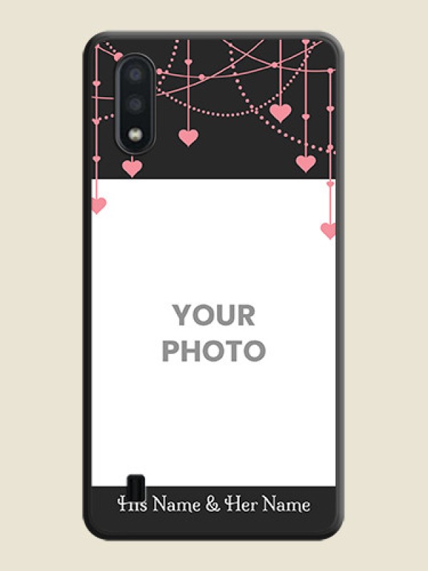 Custom Pink Love Hangings with Text on Space Black Custom Soft Matte Back Cover - Galaxy M01 - alternate view