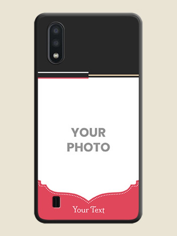 Custom Classic Plain Design with Name on Photo on Space Black Soft Matte Phone Cover - Galaxy M01 - alternate view