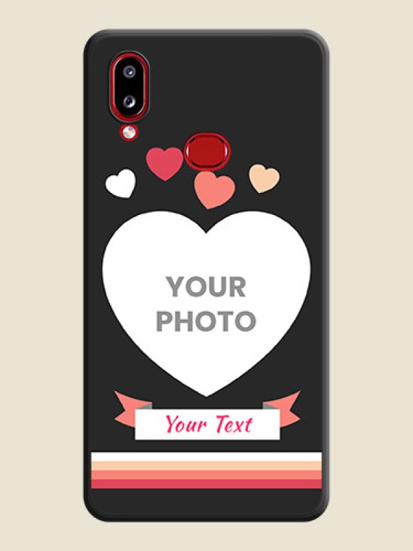 Custom Love Shaped Photo with Colorful Stripes on Personalised Space Black Soft Matte Cases - Samsung Galaxy M01s - alternate view