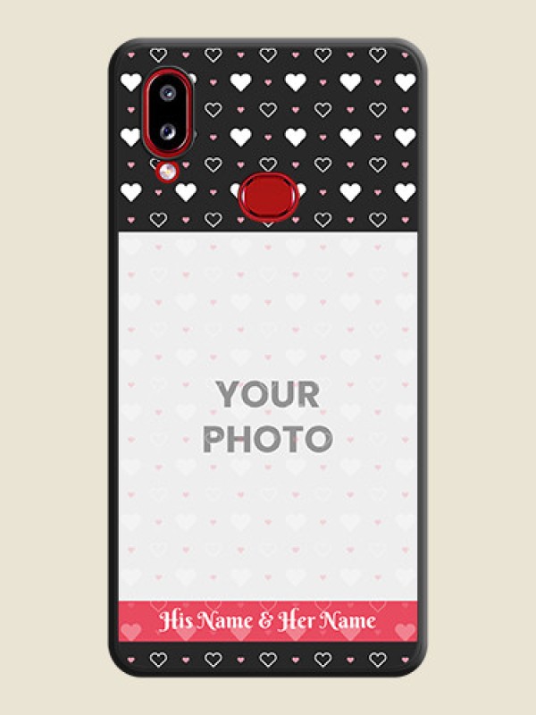 Custom White Color Love Symbols with Text Design on Photo on Space Black Soft Matte Phone Cover - Samsung Galaxy M01s - alternate view