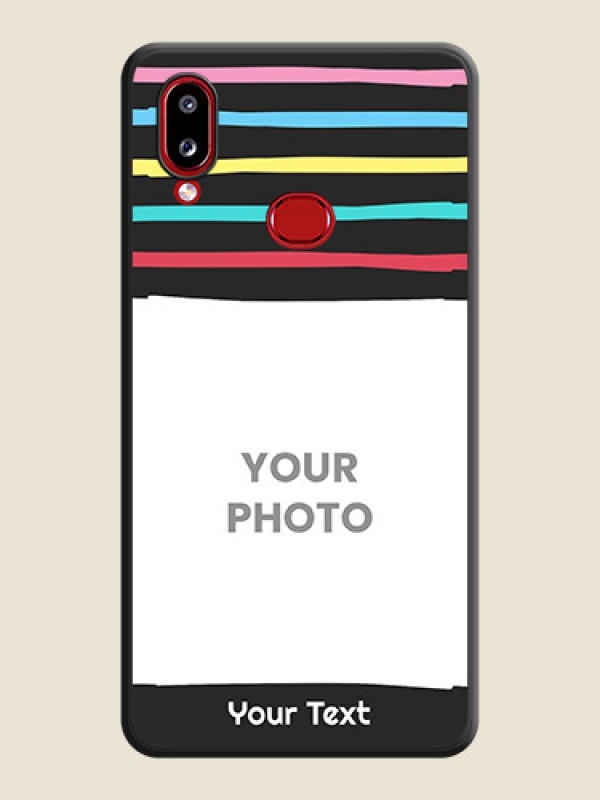 Custom Multicolor Lines with Image on Space Black Personalized Soft Matte Phone Covers - Samsung Galaxy M01s - alternate view