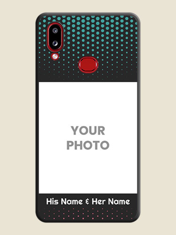 Custom Faded Dots with Grunge Photo Frame and Text on Space Black Custom Soft Matte Phone Cases - Samsung Galaxy M01s - alternate view