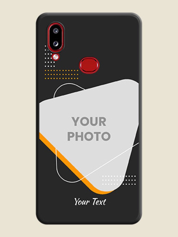 Custom Yellow Triangle on Photo on Space Black Soft Matte Phone Cover - Samsung Galaxy M01s - alternate view