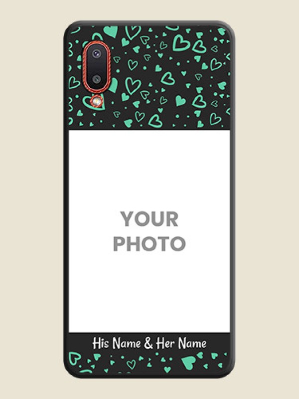 Custom Sea Green Indefinite Love Pattern on Photo on Space Black Soft Matte Mobile Cover - Galaxy M02 - alternate view
