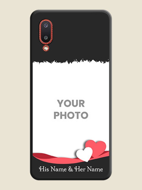 Custom Pin Color Love Shaped Ribbon Design with Text on Space Black Custom Soft Matte Phone Back Cover - Galaxy M02 - alternate view