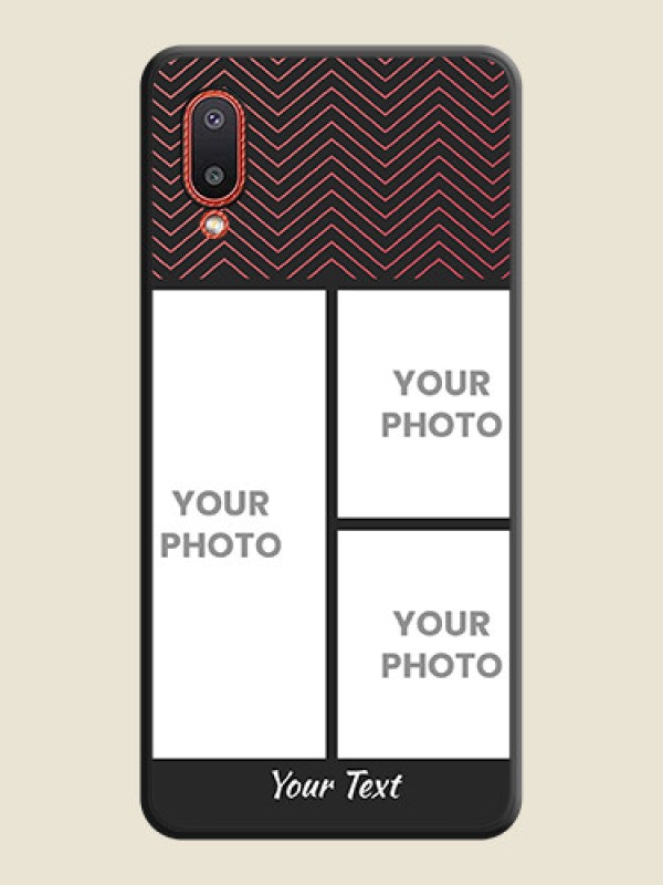 Custom Wave Pattern with 3 Image Holder on Space Black Custom Soft Matte Back Cover - Galaxy M02 - alternate view