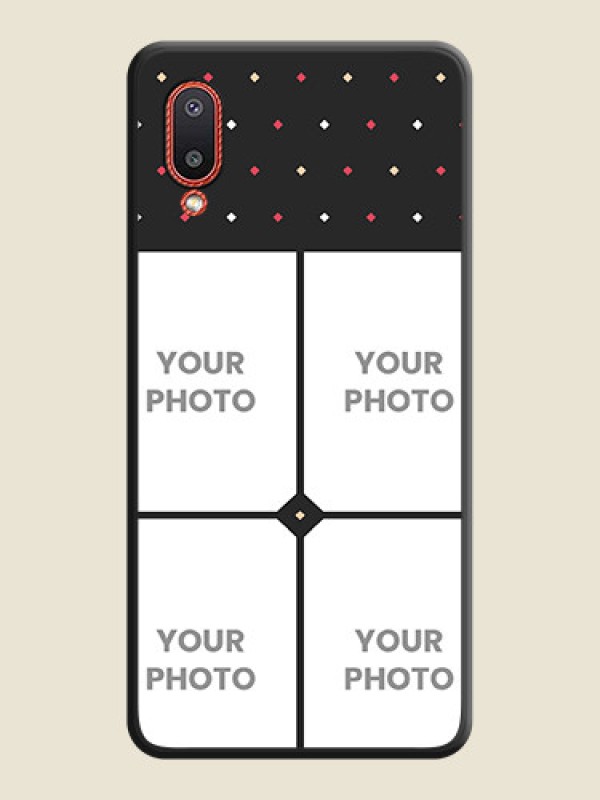Custom Multicolor Dotted Pattern with 4 Image Holder on Space Black Custom Soft Matte Phone Cases - Galaxy M02 - alternate view