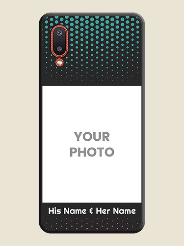 Custom Faded Dots with Grunge Photo Frame and Text on Space Black Custom Soft Matte Phone Cases - Galaxy M02 - alternate view