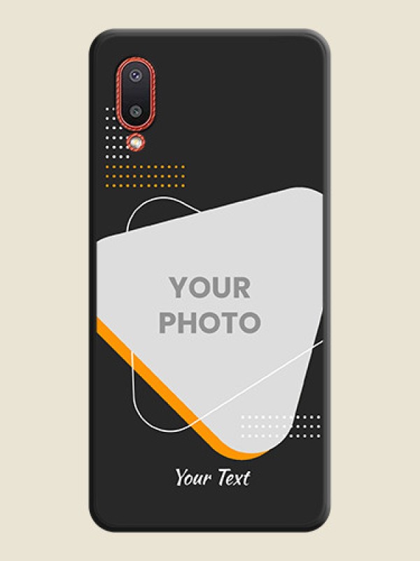 Custom Yellow Triangle on Photo on Space Black Soft Matte Phone Cover - Galaxy M02 - alternate view