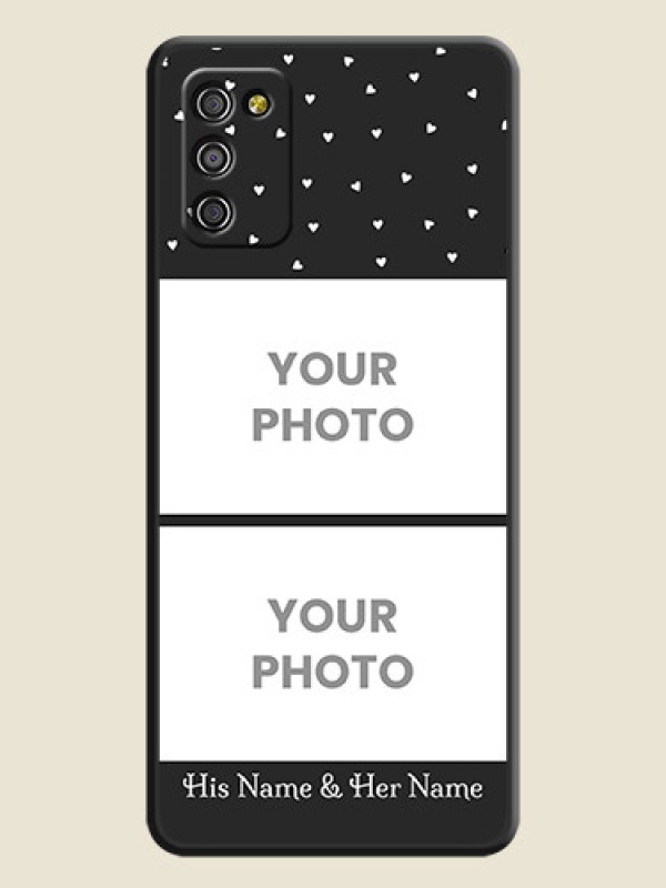 Custom Miniature Love Symbols with Name on Space Black Custom Soft Matte Back Cover - Galaxy M02s - alternate view