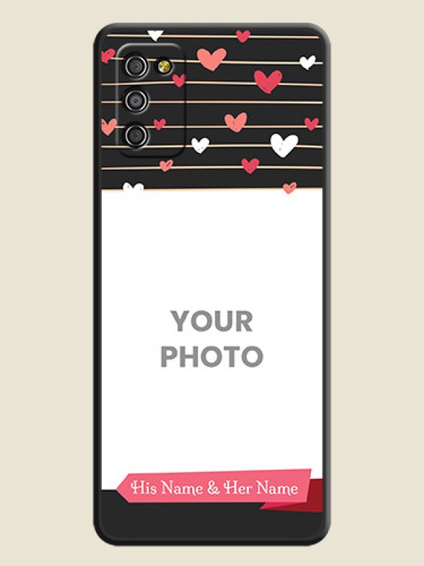 Custom Love Pattern with Name on Pink Ribbon  on Photo on Space Black Soft Matte Back Cover - Galaxy M02s - alternate view