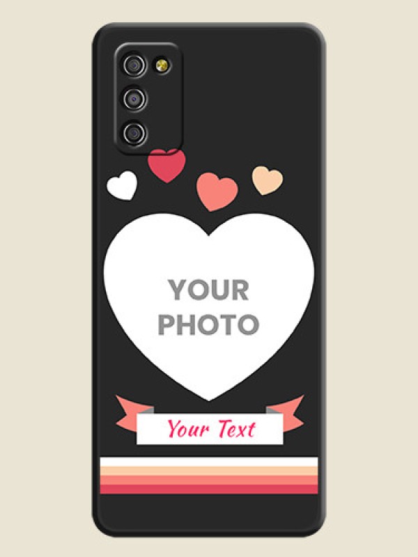 Custom Love Shaped Photo with Colorful Stripes on Personalised Space Black Soft Matte Cases - Galaxy M02s - alternate view
