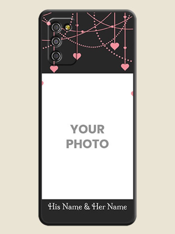 Custom Pink Love Hangings with Text on Space Black Custom Soft Matte Back Cover - Galaxy M02s - alternate view