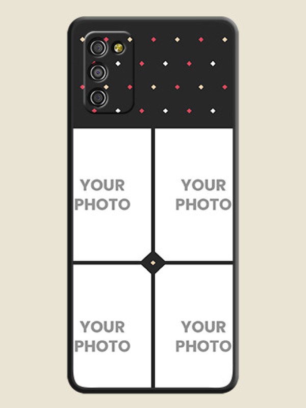 Custom Multicolor Dotted Pattern with 4 Image Holder on Space Black Custom Soft Matte Phone Cases - Galaxy M02s - alternate view