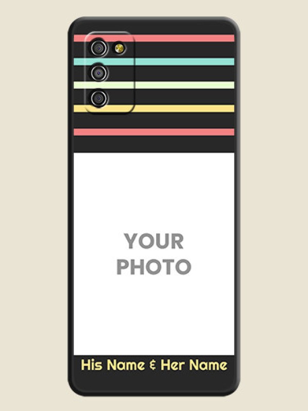 Custom Color Stripes with Photo and Text on Photo on Space Black Soft Matte Mobile Case - Galaxy M02s - alternate view