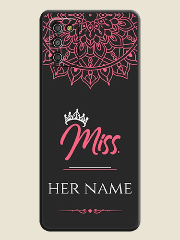 Custom Mrs Name with Floral Design on Space Black Personalized Soft Matte Phone Covers - Galaxy M02s - alternate view