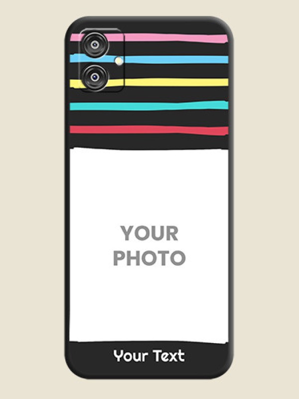 Custom Multicolor Lines with Image on Space Black Personalized Soft Matte Phone Covers - Galaxy M04 - alternate view
