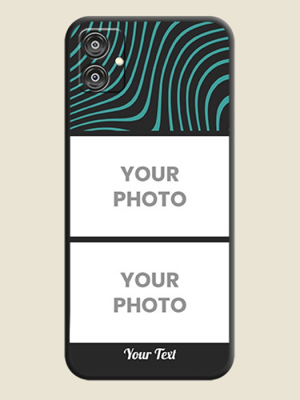 Custom Wave Pattern with 2 Image Holder on Space Black Personalized Soft Matte Phone Covers - Galaxy M04 - alternate view