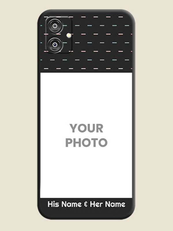Custom Line Pattern Design with Text on Space Black Custom Soft Matte Phone Back Cover - Galaxy M04 - alternate view