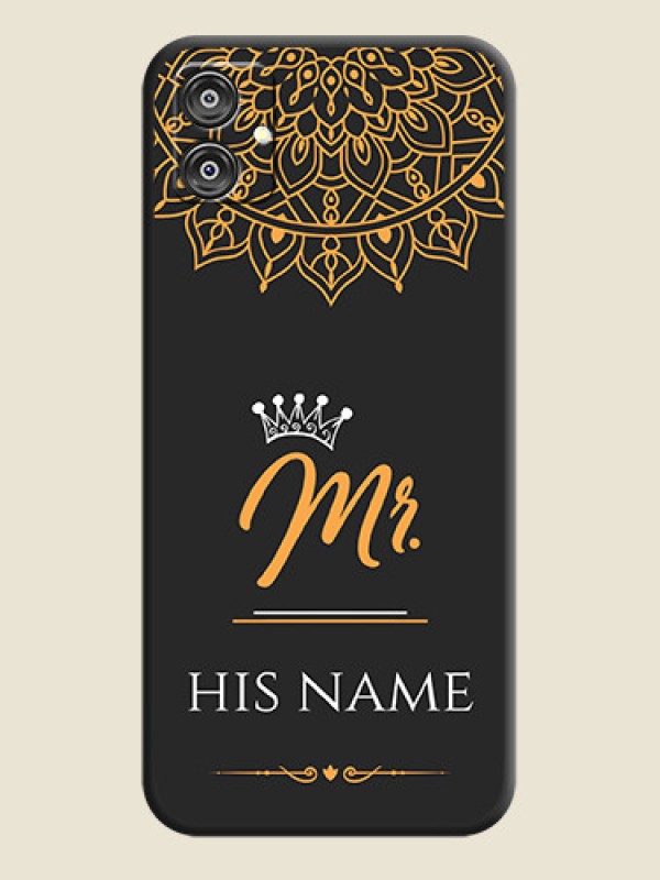 Custom Mr Name with Floral Design on Personalised Space Black Soft Matte Cases - Galaxy M04 - alternate view