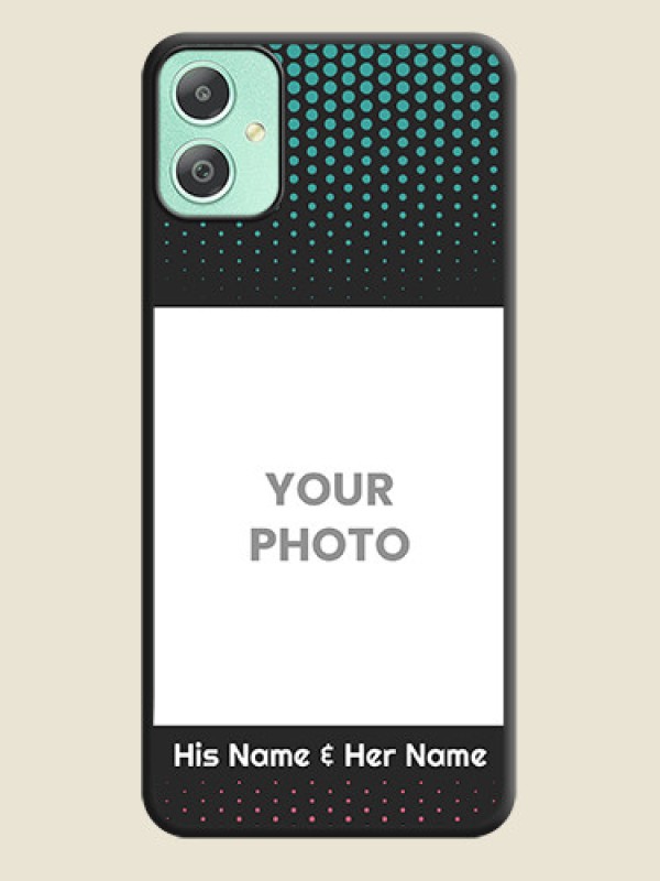 Custom Faded Dots with Grunge Photo Frame and Text On Space Black Custom Soft Matte Mobile Back Cover - Galaxy M05 - alternate view