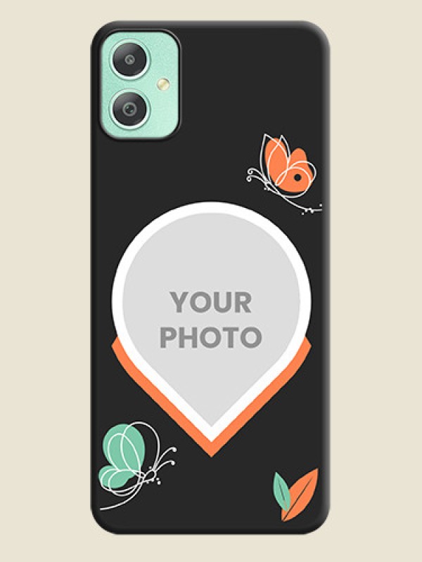 Custom Upload Pic With Simple Butterly Design On Space Black Custom Soft Matte Mobile Back Cover - Galaxy M05 - alternate view