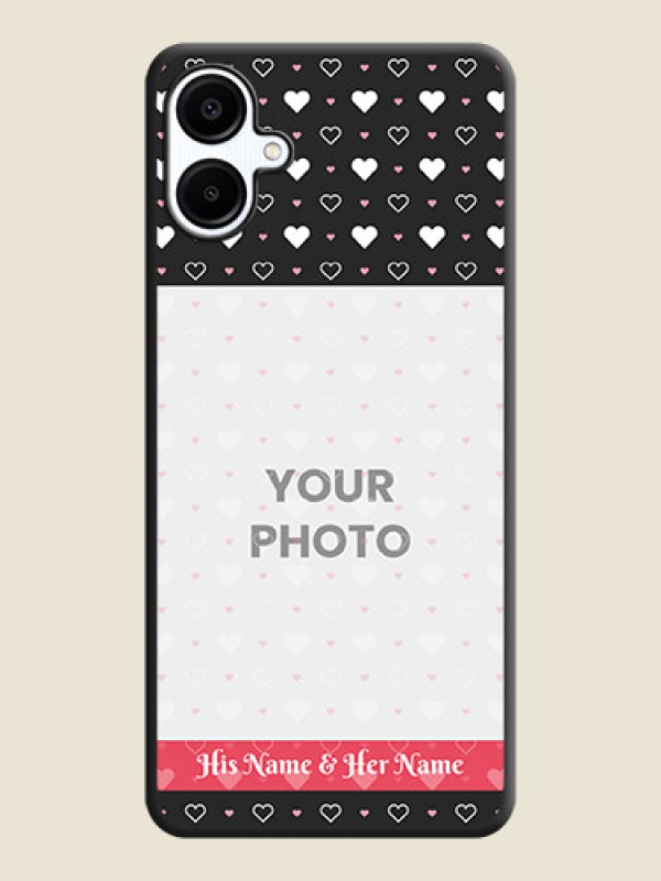 Custom White Color Love Symbols with Text Design on Photo On Space Black Custom Soft Matte Mobile Back Cover - Galaxy M06 - alternate view