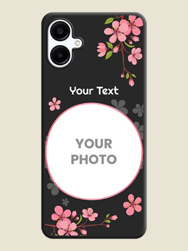 Custom Round Image with Pink Color Floral Design on Photo On Space Black Custom Soft Matte Mobile Back Cover - Galaxy M06 - alternate view