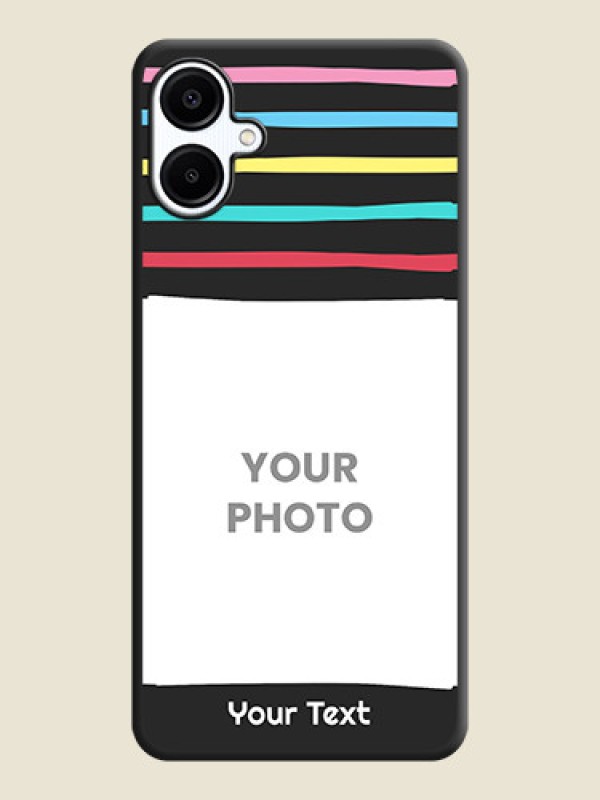 Custom Multicolor Lines with Image On Space Black Custom Soft Matte Mobile Back Cover - Galaxy M06 - alternate view