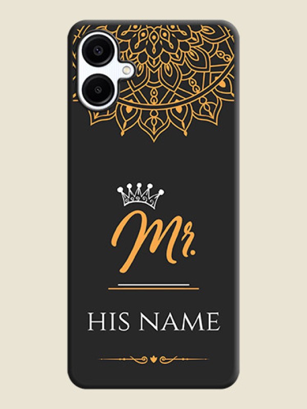 Custom Mr Name with Floral Design On Space Black Custom Soft Matte Mobile Back Cover - Galaxy M06 - alternate view