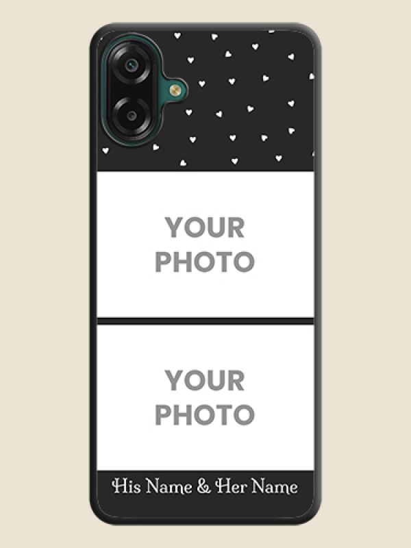 Custom Miniature Love Symbols with Name On Space Black Custom Soft Matte Mobile Back Cover - Samsung Galaxy M07 - alternate view