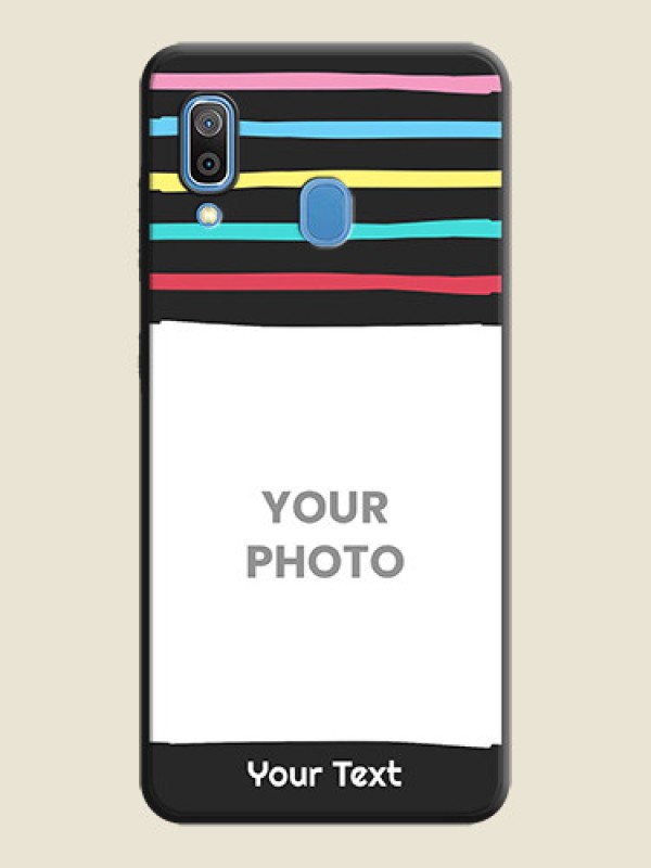 Custom Multicolor Lines with Image on Space Black Personalized Soft Matte Phone Covers - Galaxy M10s - alternate view