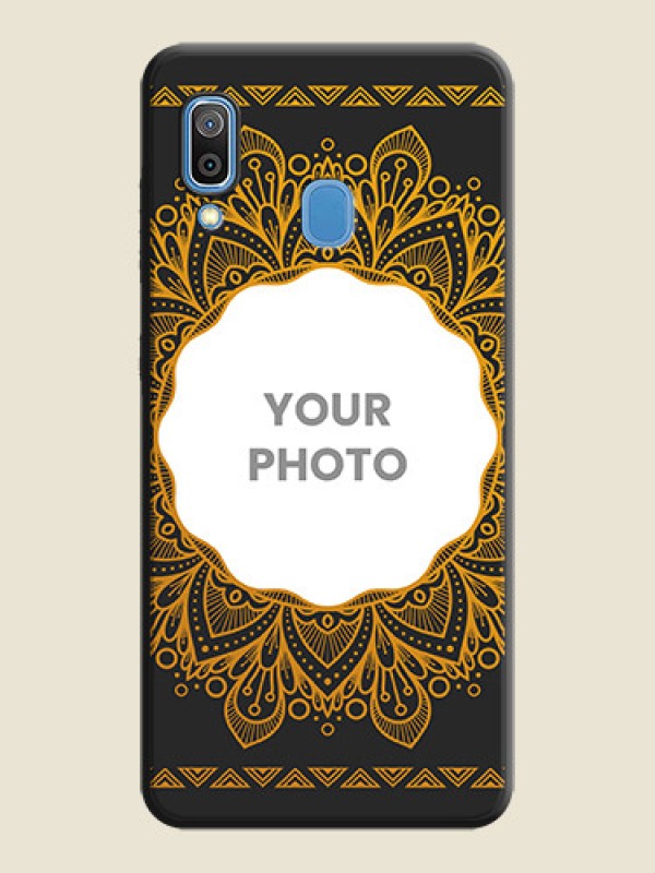 Custom Round Image with Floral Design on Photo on Space Black Soft Matte Mobile Cover - Galaxy M10s - alternate view