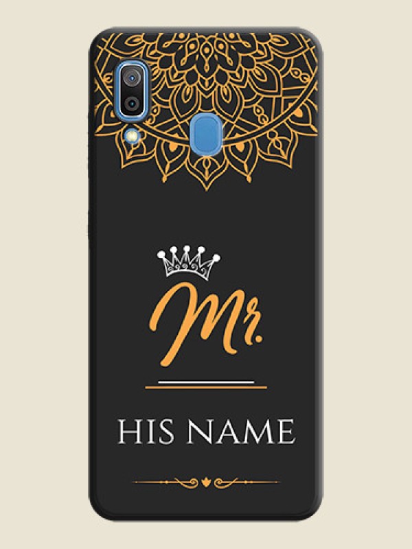 Custom Mr Name with Floral Design  on Personalised Space Black Soft Matte Cases - Galaxy M10s - alternate view