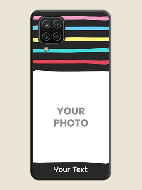 Custom Multicolor Lines with Image on Space Black Personalized Soft Matte Phone Covers - Galaxy M12 - alternate view