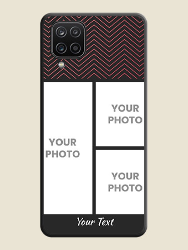 Custom Wave Pattern with 3 Image Holder on Space Black Custom Soft Matte Back Cover - Galaxy M12 - alternate view