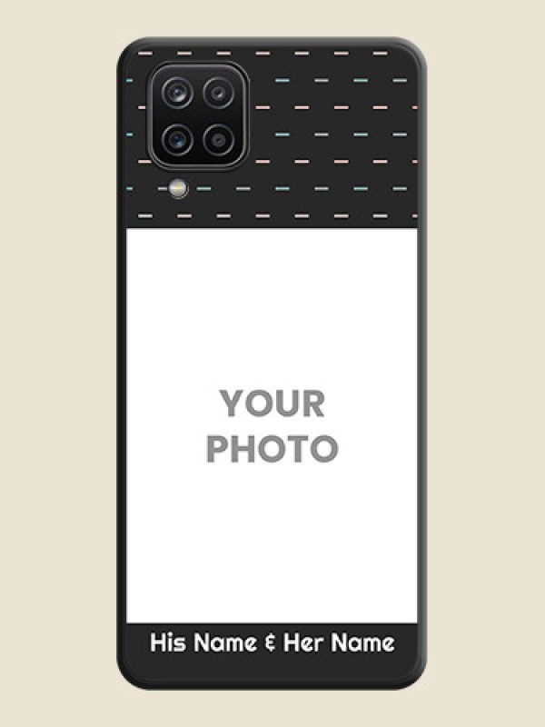 Custom Line Pattern Design with Text on Space Black Custom Soft Matte Phone Back Cover - Galaxy M12 - alternate view
