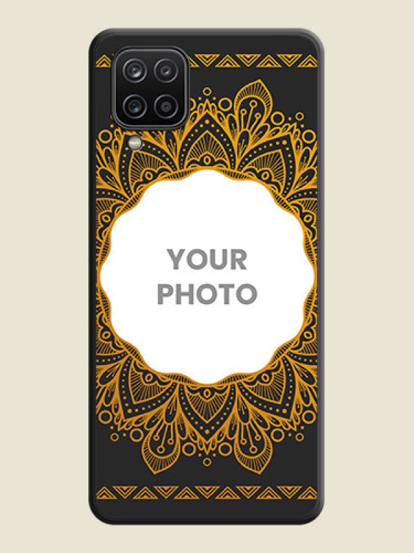 Custom Round Image with Floral Design on Photo on Space Black Soft Matte Mobile Cover - Galaxy M12 - alternate view