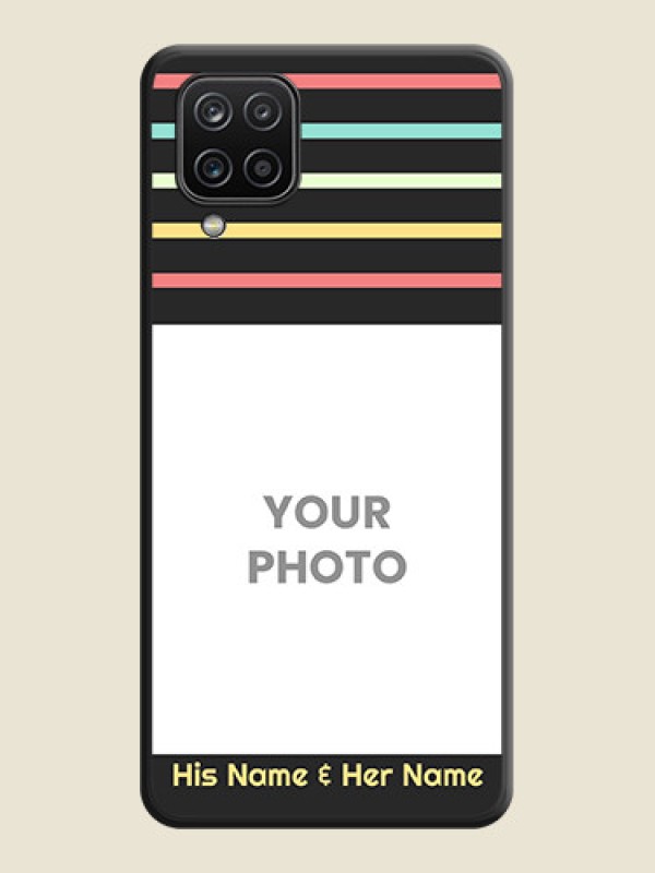 Custom Color Stripes with Photo and Text on Photo on Space Black Soft Matte Mobile Case - Galaxy M12 - alternate view