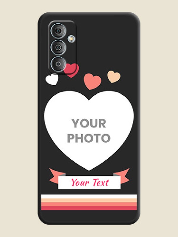 Custom Love Shaped Photo with Colorful Stripes on Personalised Space Black Soft Matte Cases - Samsung Galaxy M13 4G - alternate view