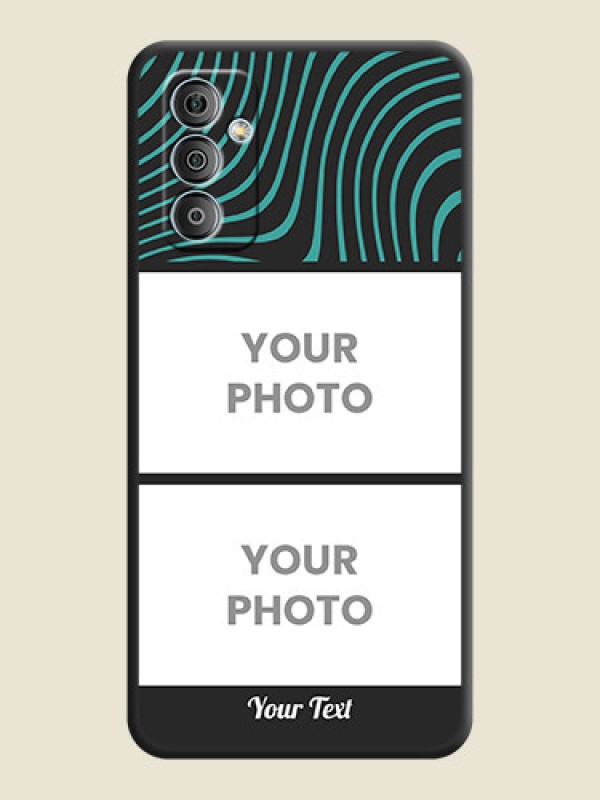 Custom Wave Pattern with 2 Image Holder on Space Black Personalized Soft Matte Phone Covers - Samsung Galaxy M13 4G - alternate view