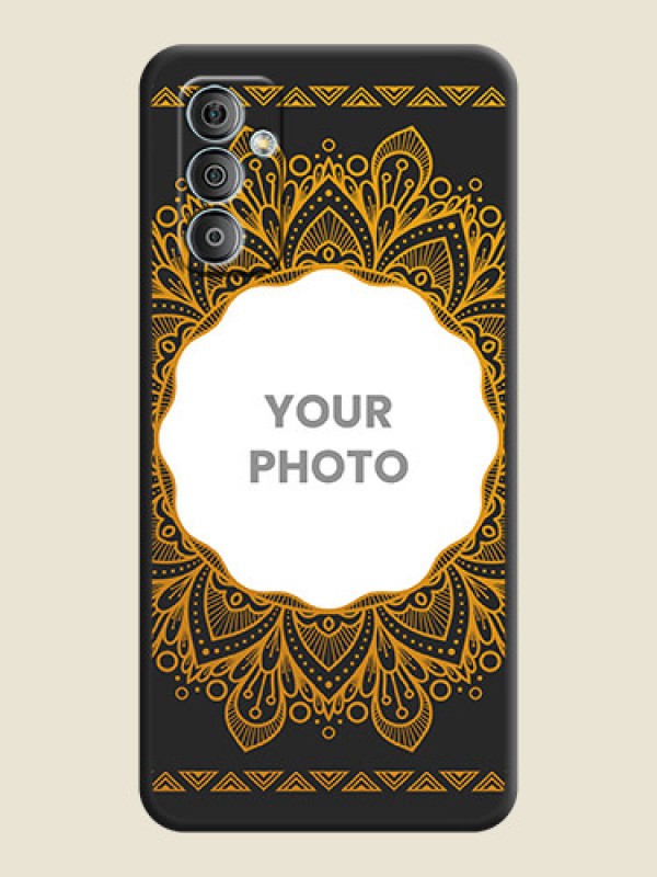 Custom Round Image with Floral Design on Photo on Space Black Soft Matte Mobile Cover - Samsung Galaxy M13 4G - alternate view