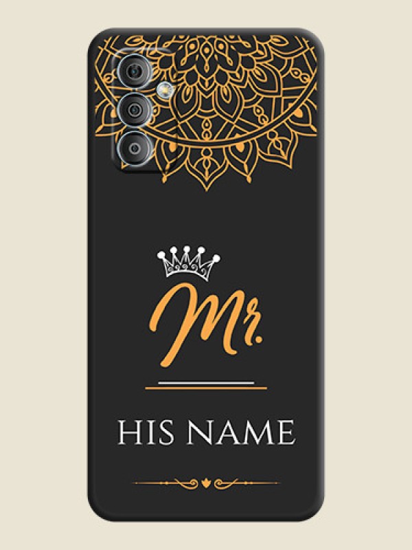Custom Mr Name with Floral Design  on Personalised Space Black Soft Matte Cases - Samsung Galaxy M13 4G - alternate view