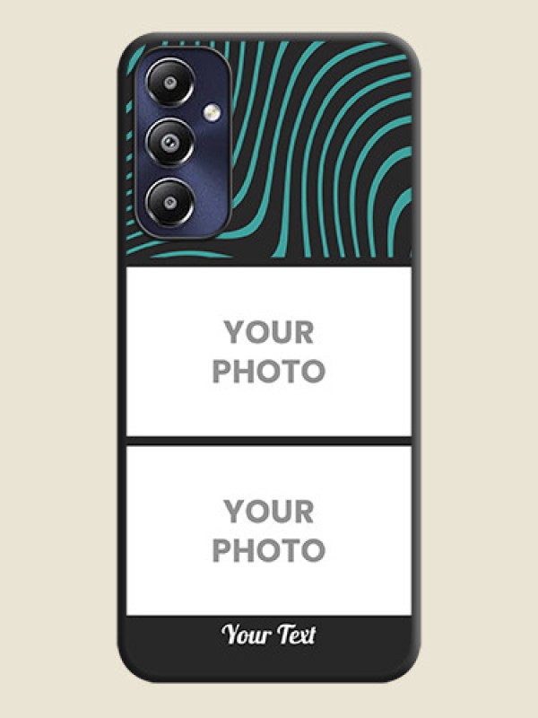 Custom Wave Pattern with 2 Image Holder on Space Black Personalized Soft Matte Phone Covers - Galaxy M14 4G - alternate view
