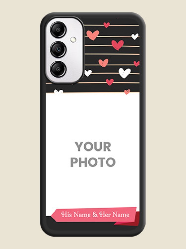Custom Love Pattern with Name on Pink Ribbon  on Photo on Space Black Soft Matte Back Cover - Galaxy M14 5G - alternate view